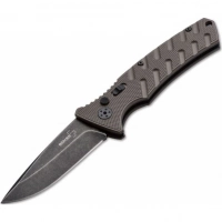 Автоматический складной нож Boker Plus Strike Coyote Spearpoint, сталь AUS-8 BlackWash™ Plain, рукоять анодированный алюминий, BK01BO424 купить в Кемерове