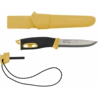 Нож с фиксированным лезвием Morakniv Companion Spark Black Yellow, сталь Sandvik 12C27, рукоять резина/пластик купить в Кемерове