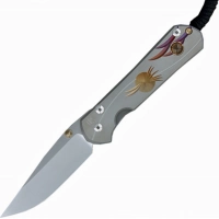 Нож складной Chris Reeve Large Sebenza 21 Unique Graphics Citrine Cabochon, сталь CPM-S35VN, рукоять титан купить в Кемерове