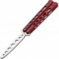 Тренировочный нож-бабочка (балисонг) Balisong Trainer, Boker Plus 01BO712, клинок из нержавеющей стали Zero-ground Plain (без заточки), рукоять стеклотекстолит G10, красный купить в Кемерове