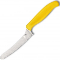 Универсальный кухонный нож Spyderco Z-Cut Serrated Offset Kitchen, сталь CTS™ — BD1 Alloy, рукоять желтый полипропилен купить в Кемерове